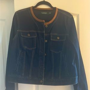 Ralph Lauren Leather-trim Denim Jacket Size XL